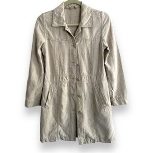 Eddie Bauer Linen Button Front Jacket Tan Beige Size Small